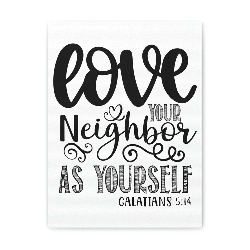 Scripture Sign Love Your Neighbor Galatians 5:14 Heart Christian Wall Art Print